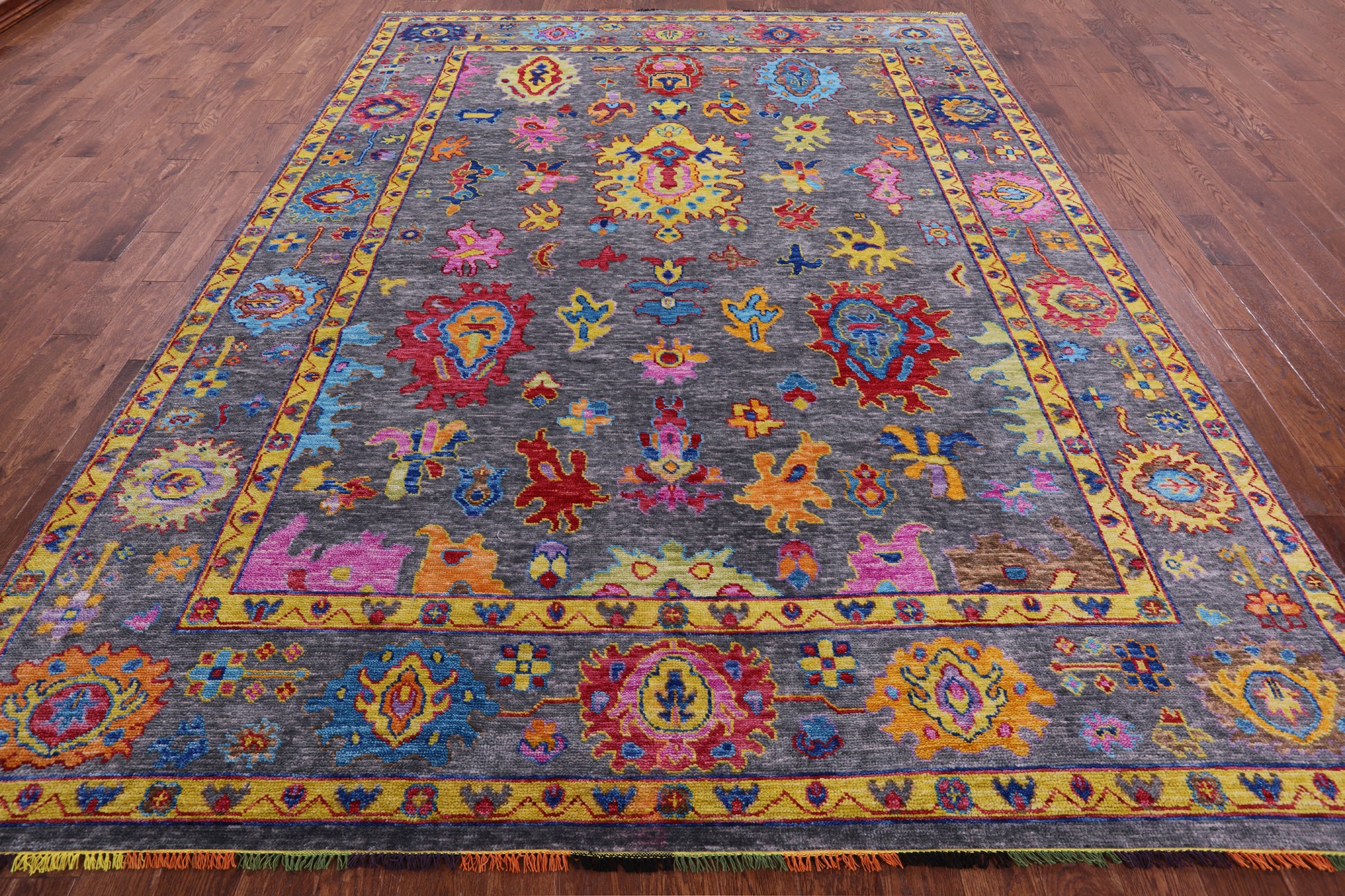 Grey Turkish Oushak Hand Knotted Wool Rug - 9' 1" X 12' 0" - Golden Nile