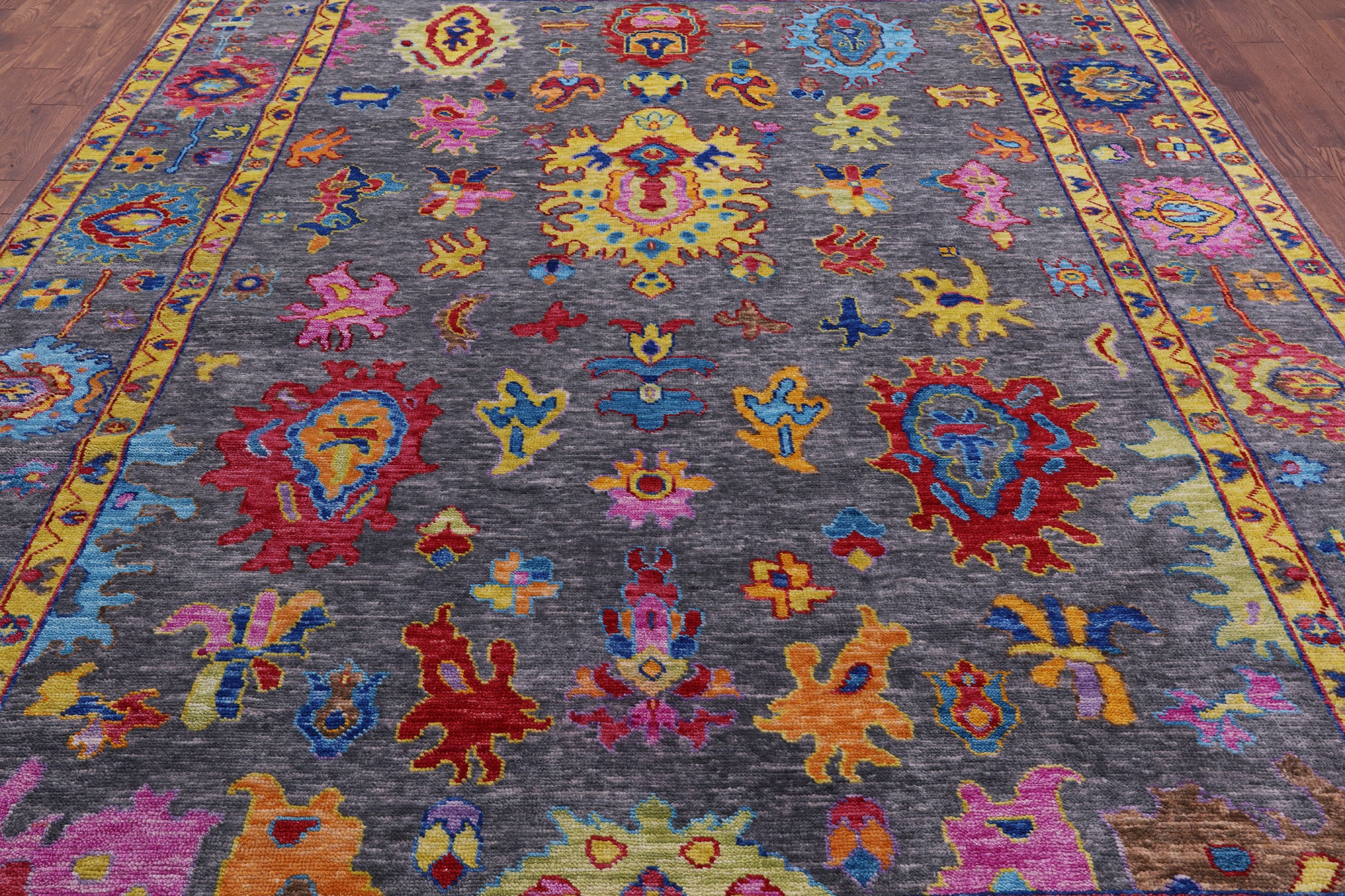 Grey Turkish Oushak Hand Knotted Wool Rug - 9' 1" X 12' 0" - Golden Nile