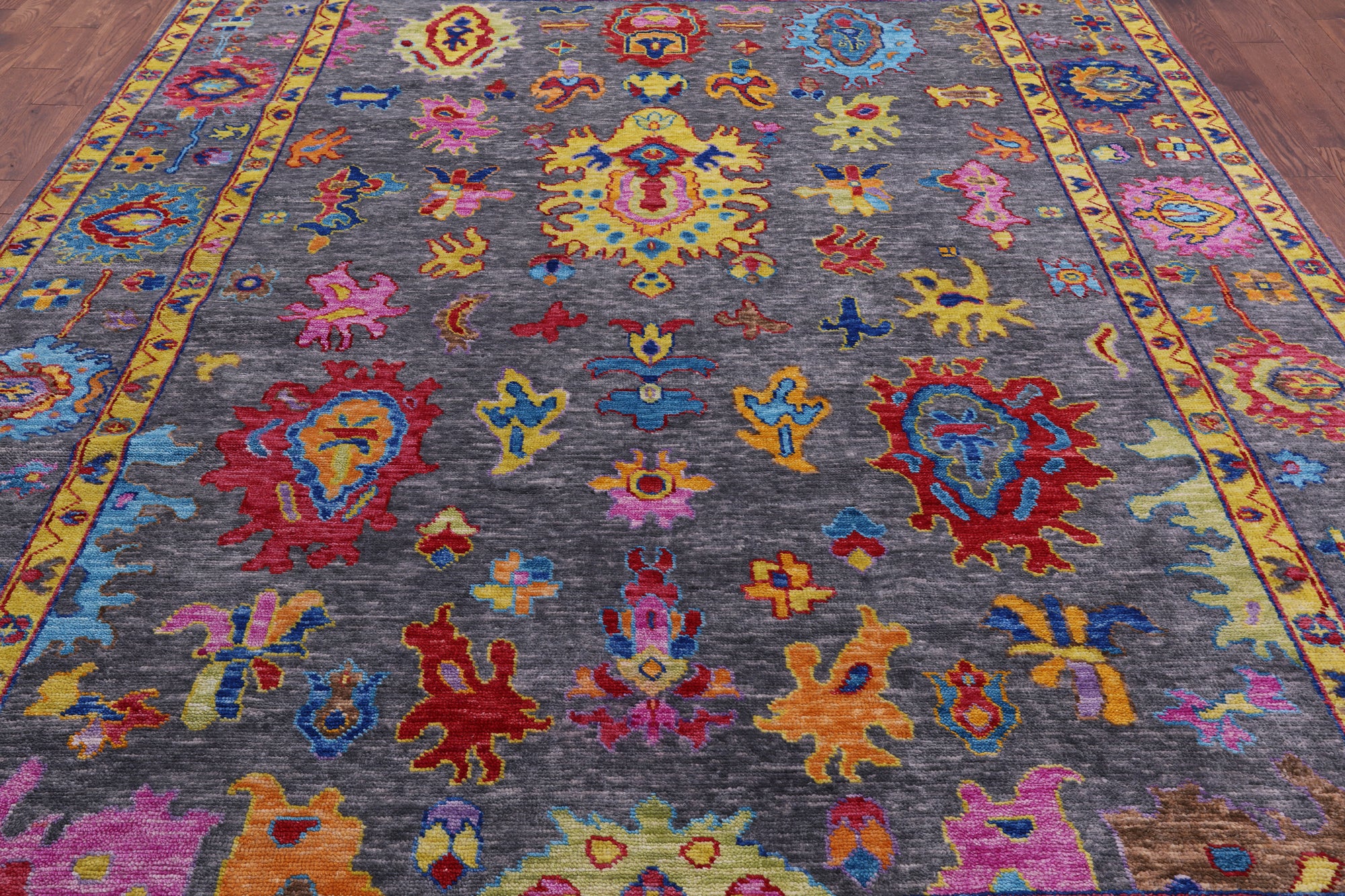 Grey Turkish Oushak Hand Knotted Wool Rug - 9' 1" X 12' 0" - Golden Nile