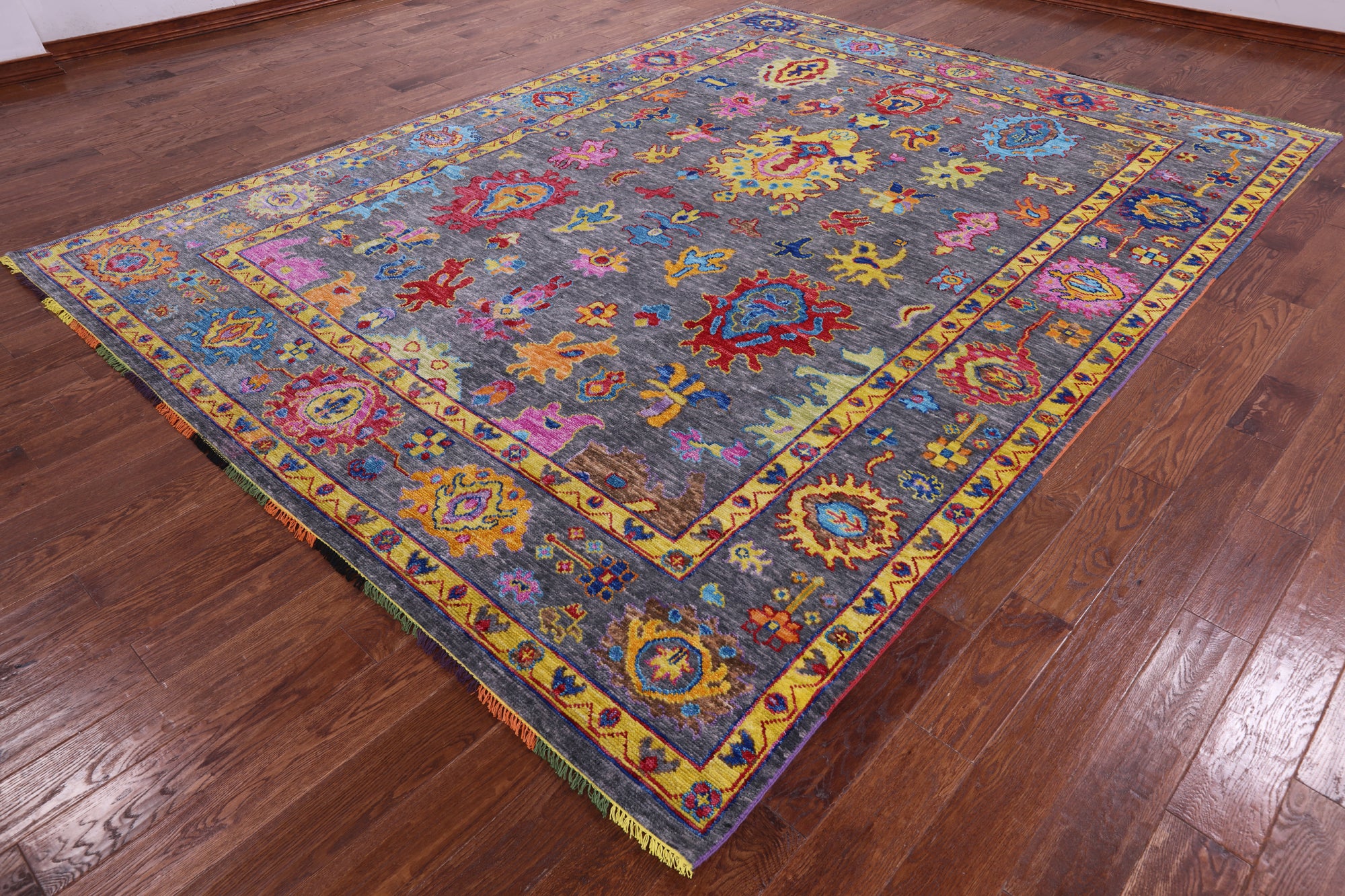 Grey Turkish Oushak Hand Knotted Wool Rug - 9' 1" X 12' 0" - Golden Nile