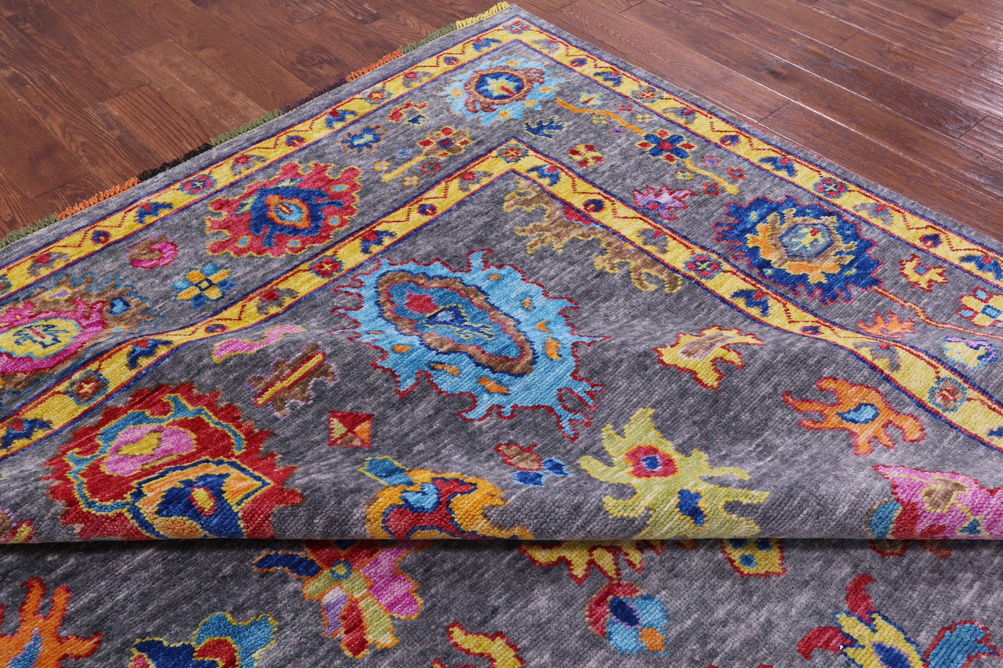 Grey Turkish Oushak Hand Knotted Wool Rug - 9' 1" X 12' 0" - Golden Nile