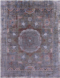 Geometric Persian Mamluk Handmade Wool & Silk Rug - 9' 1" X 11' 8" - Golden Nile