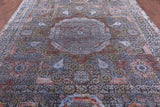 Geometric Persian Mamluk Handmade Wool & Silk Rug - 9' 1" X 11' 8" - Golden Nile