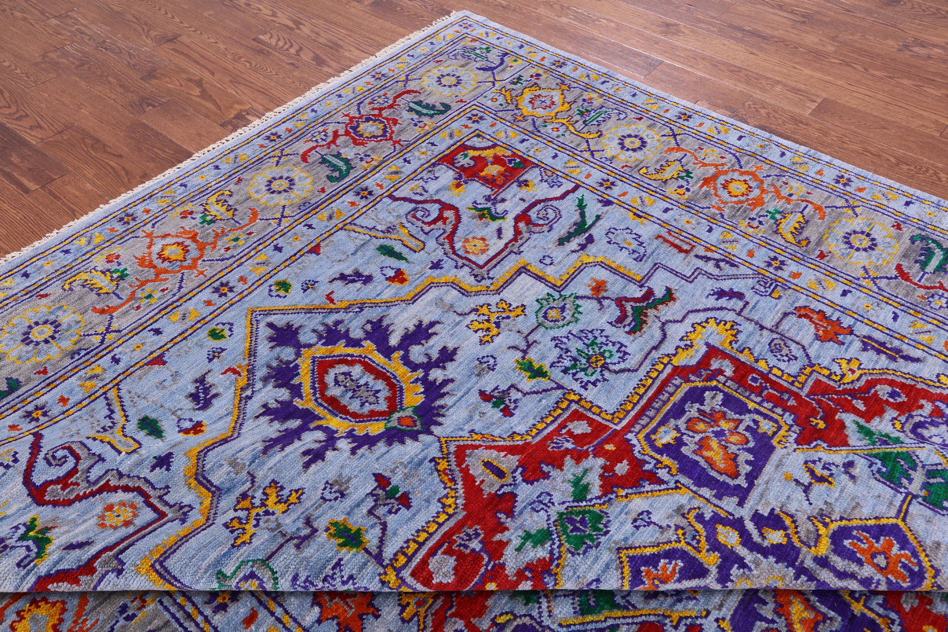 Blue Heriz Serapi Hand Knotted Wool Rug - 9' 2" X 12' 2" - Golden Nile