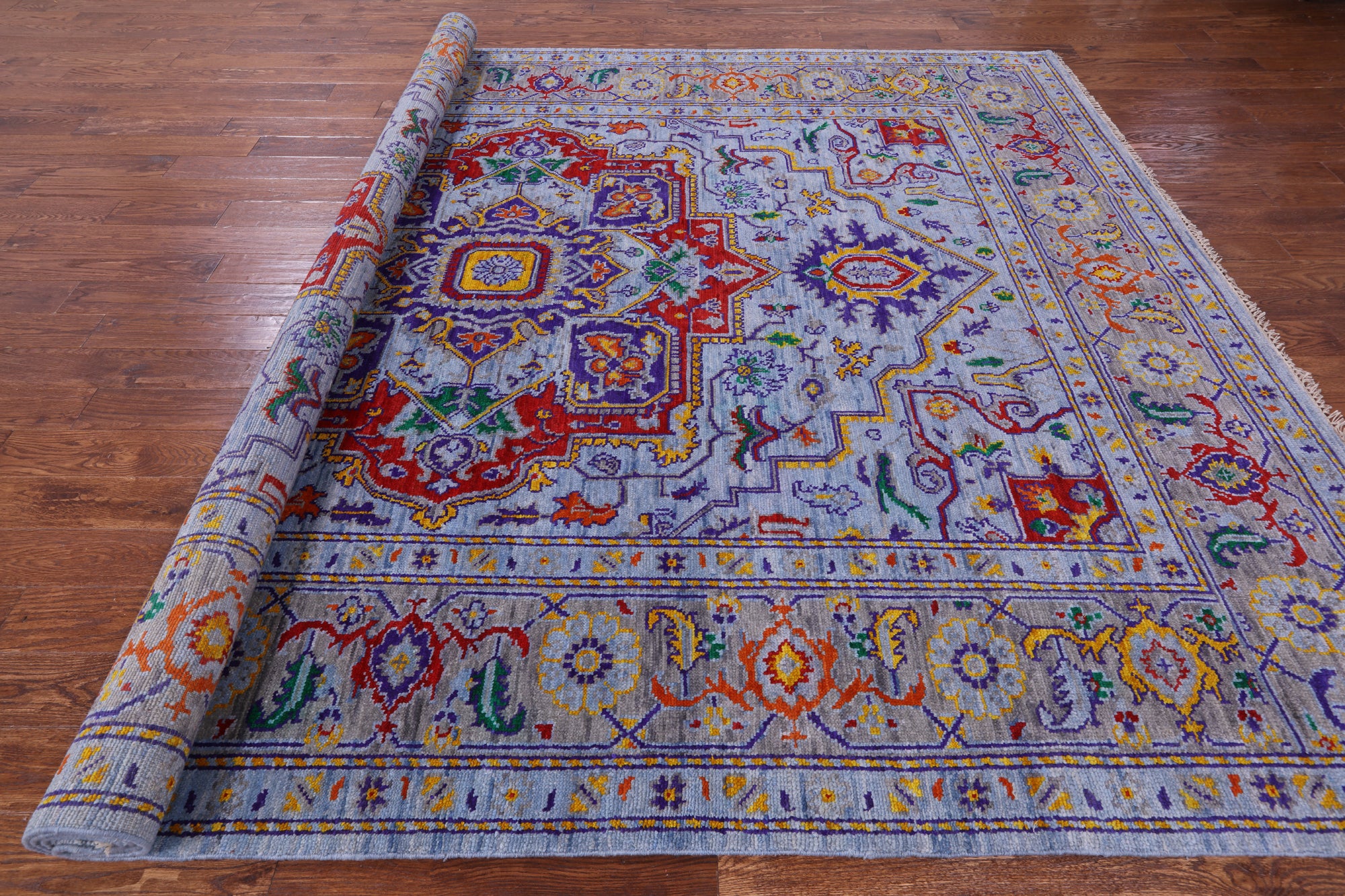 Blue Heriz Serapi Hand Knotted Wool Rug - 9' 2" X 12' 2" - Golden Nile