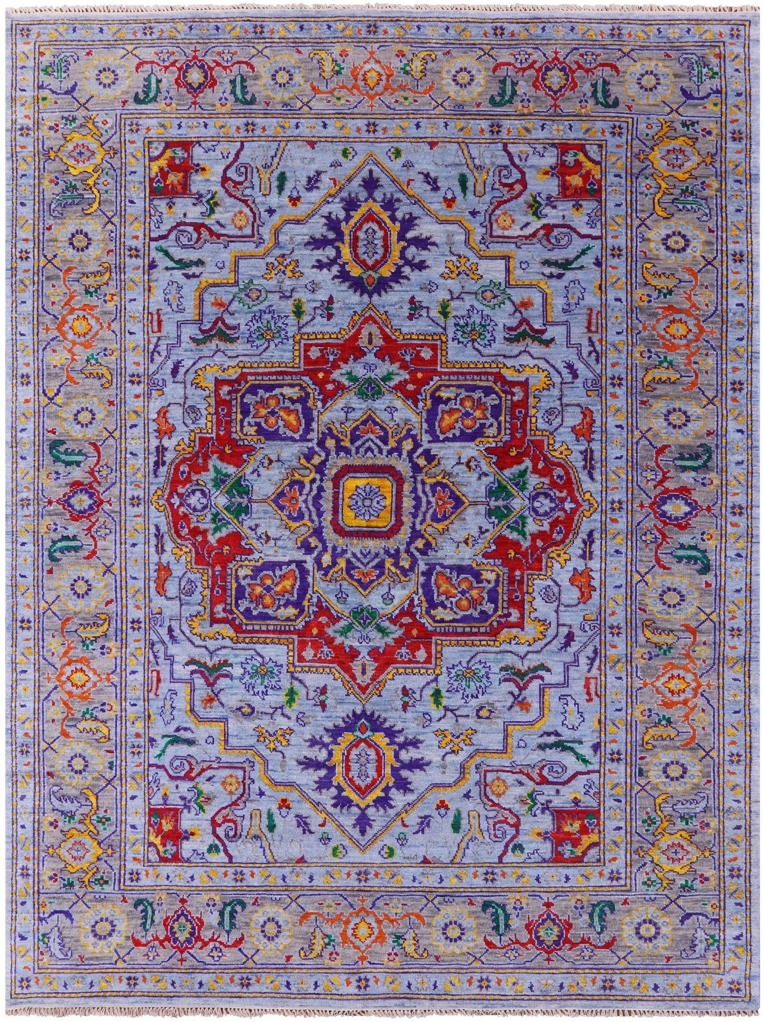 Blue Heriz Serapi Hand Knotted Wool Rug - 9' 2" X 12' 2" - Golden Nile