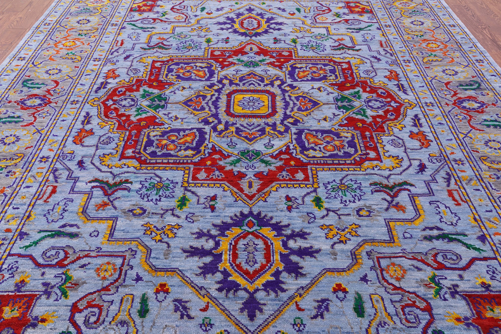 Blue Heriz Serapi Hand Knotted Wool Rug - 9' 2" X 12' 2" - Golden Nile