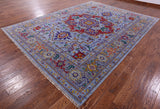 Blue Heriz Serapi Hand Knotted Wool Rug - 9' 2" X 12' 2" - Golden Nile