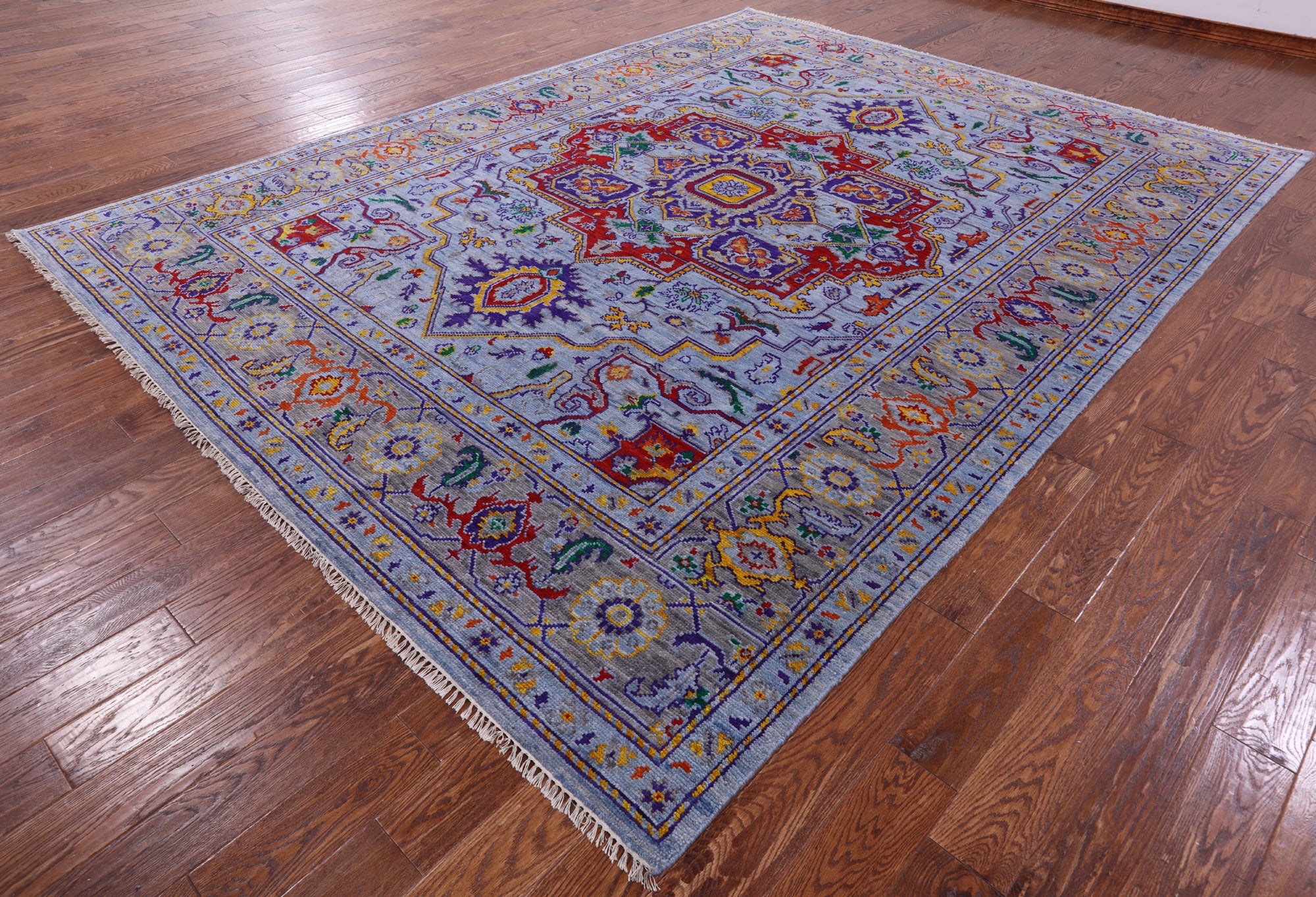 Blue Heriz Serapi Hand Knotted Wool Rug - 9' 2" X 12' 2" - Golden Nile