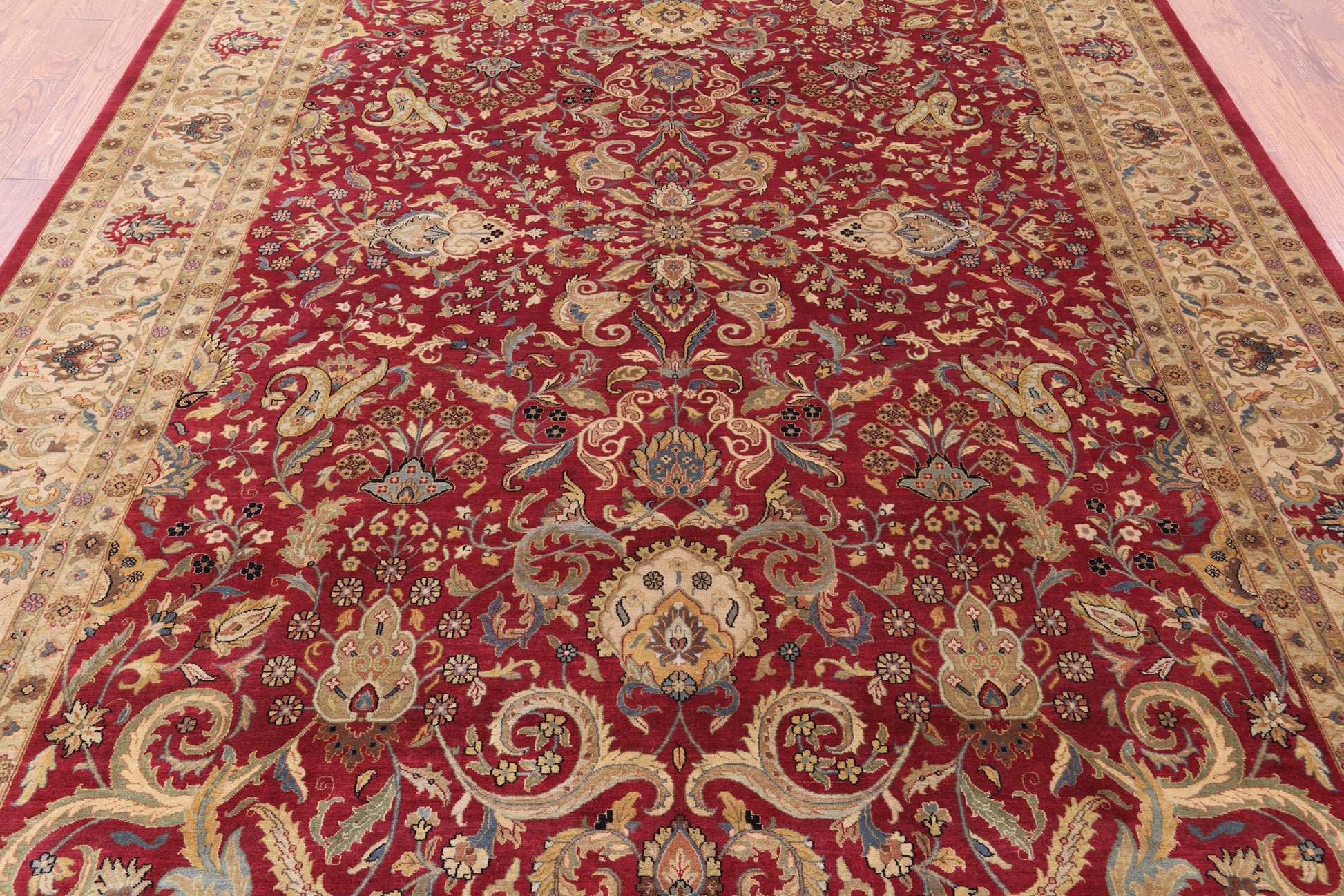 Red Persian Tabriz Handmade Wool Rug - 8' 4" X 11' 7" - Golden Nile