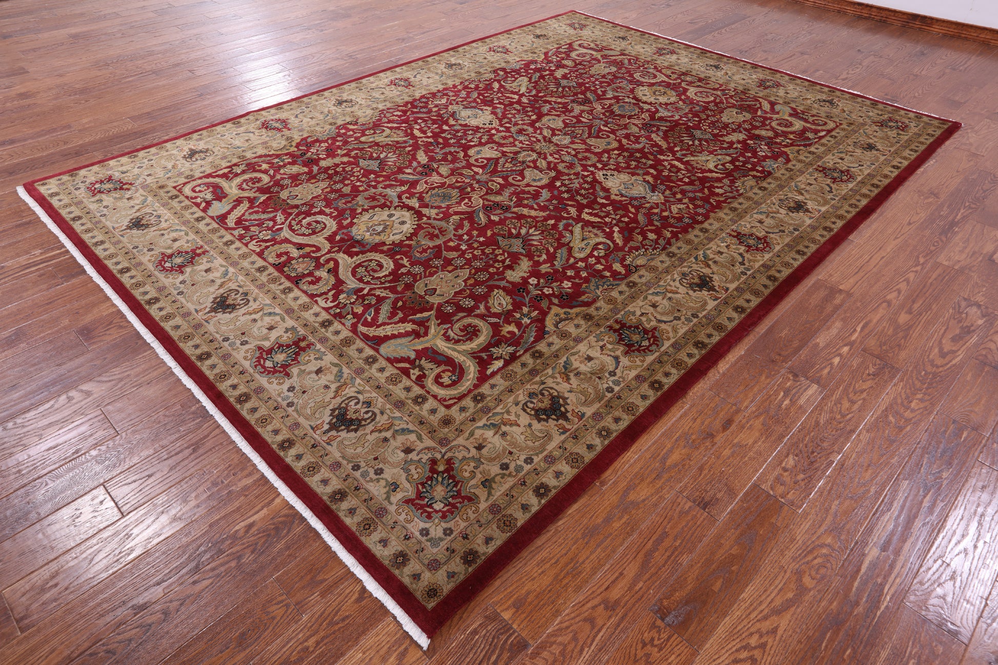 Red Persian Tabriz Handmade Wool Rug - 8' 4" X 11' 7" - Golden Nile