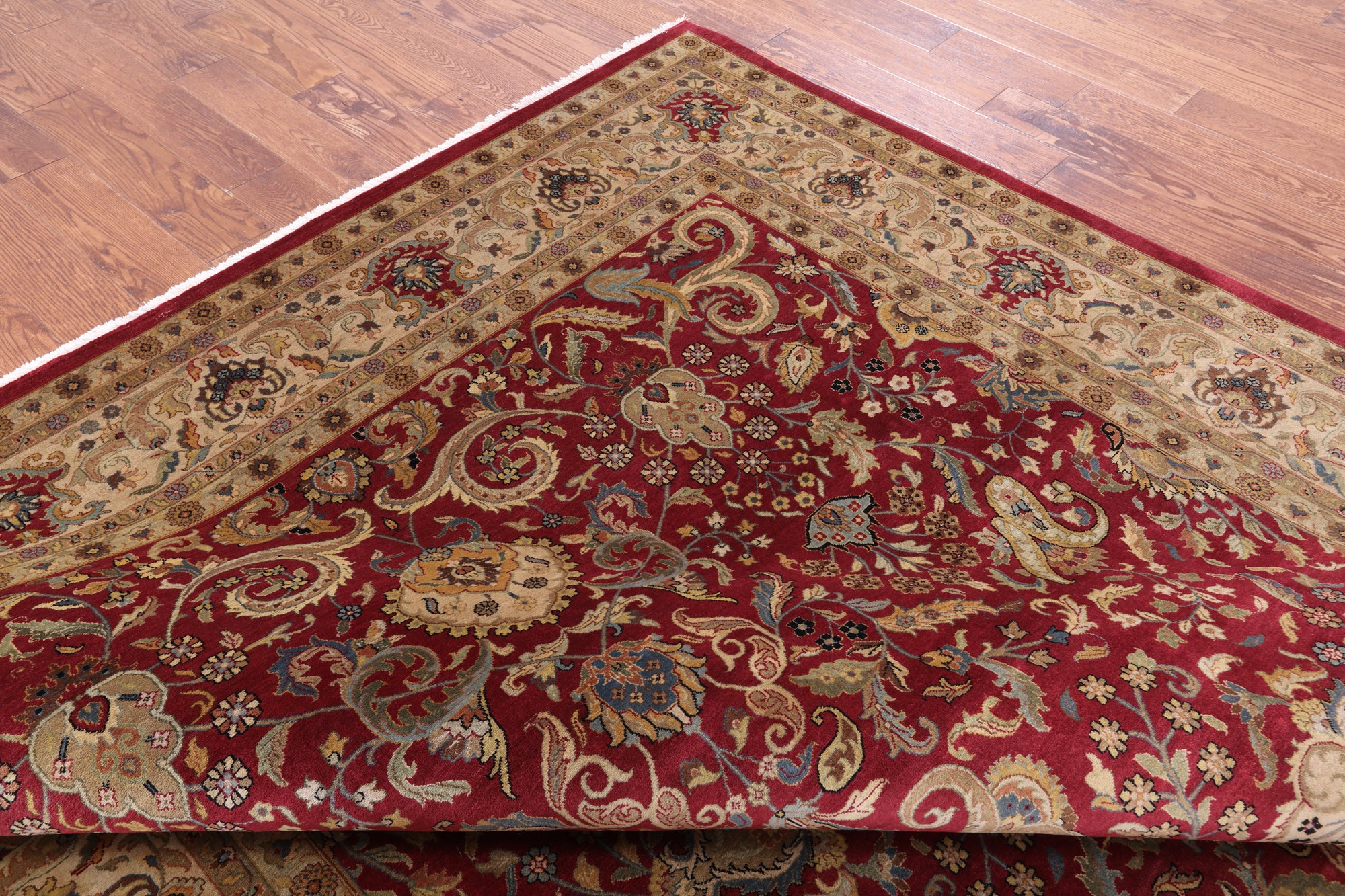 Red Persian Tabriz Handmade Wool Rug - 8' 4" X 11' 7" - Golden Nile