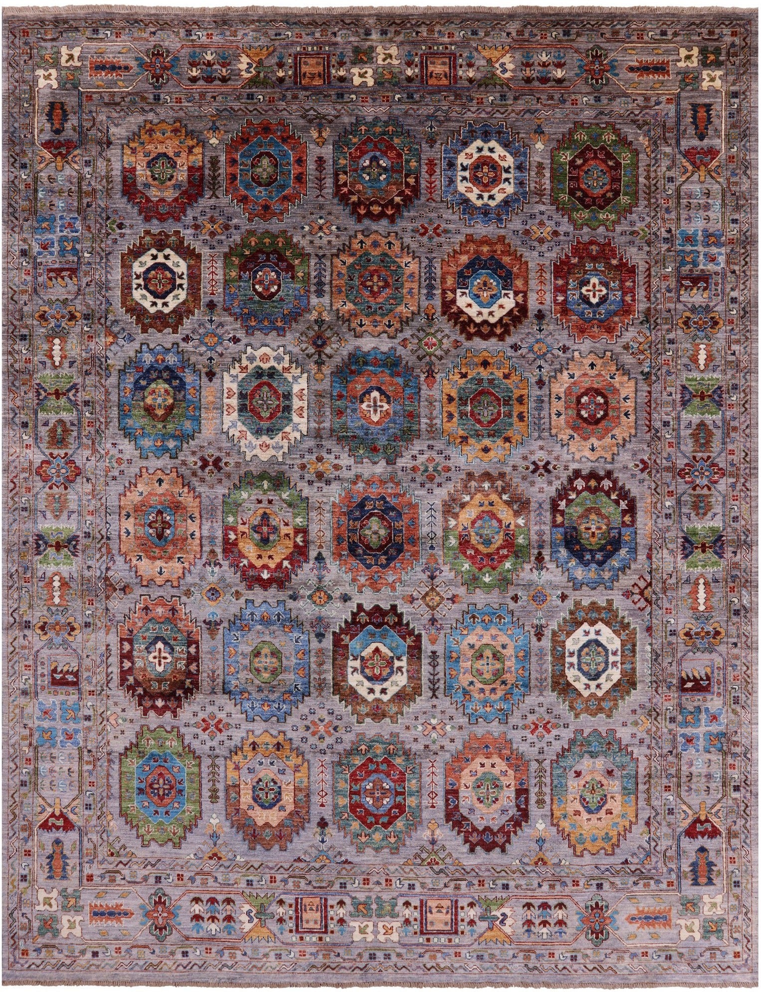 Turkmen Ersari Hand Knotted Wool Rug - 7' 11" X 10' 4" - Golden Nile