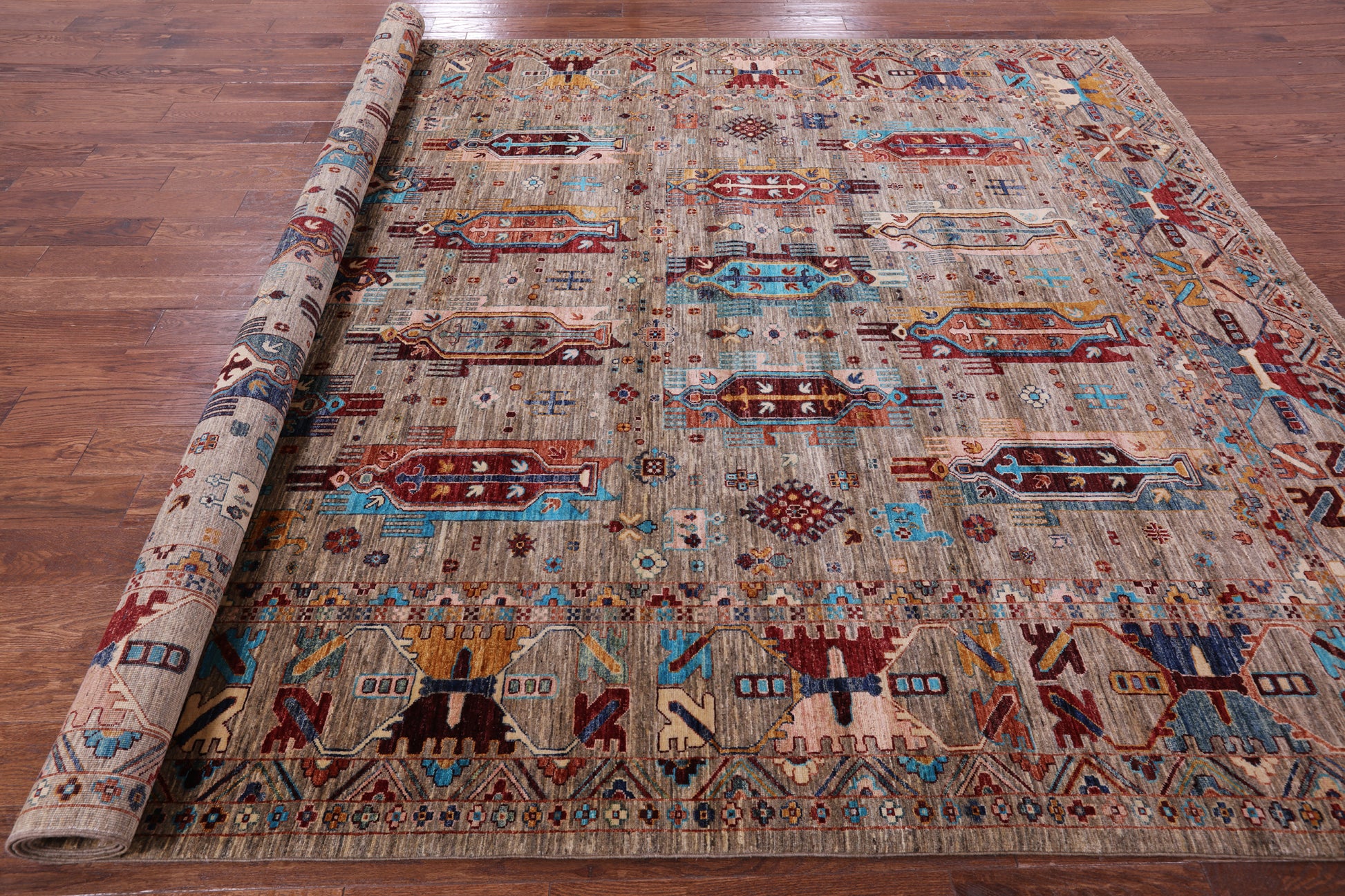 Persian Fine Serapi Hand Knotted Wool Rug - 8' 10" X 12' 2" - Golden Nile