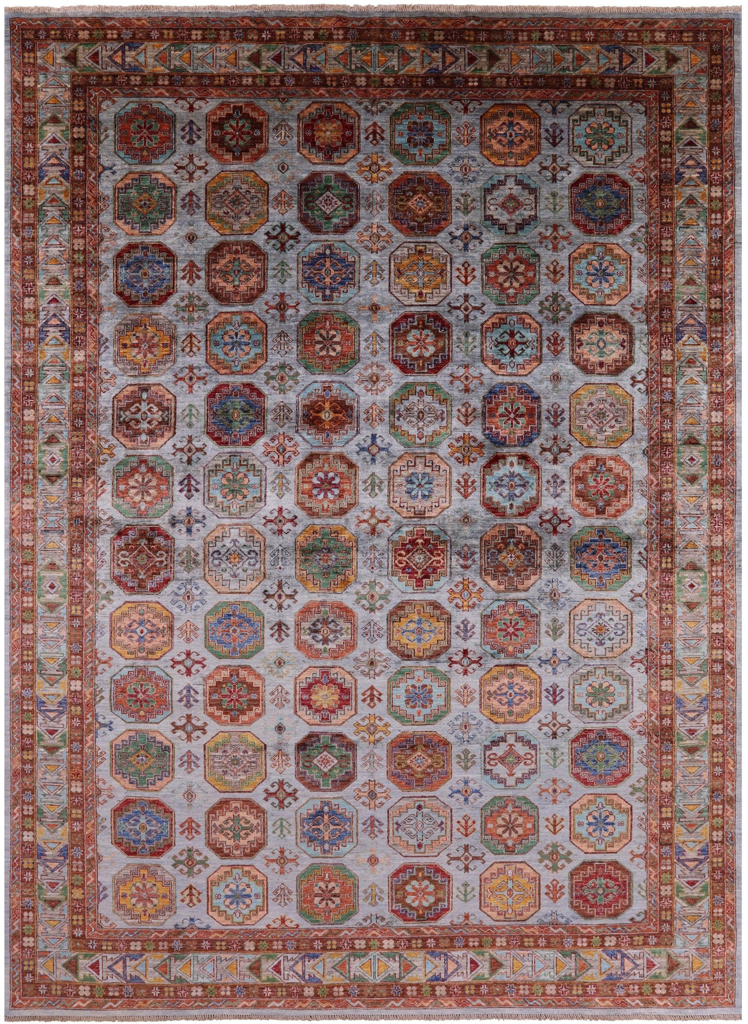 Turkmen Ersari  Hand Knotted Wool Rug - 8' 2" X 11' 4" - Golden Nile