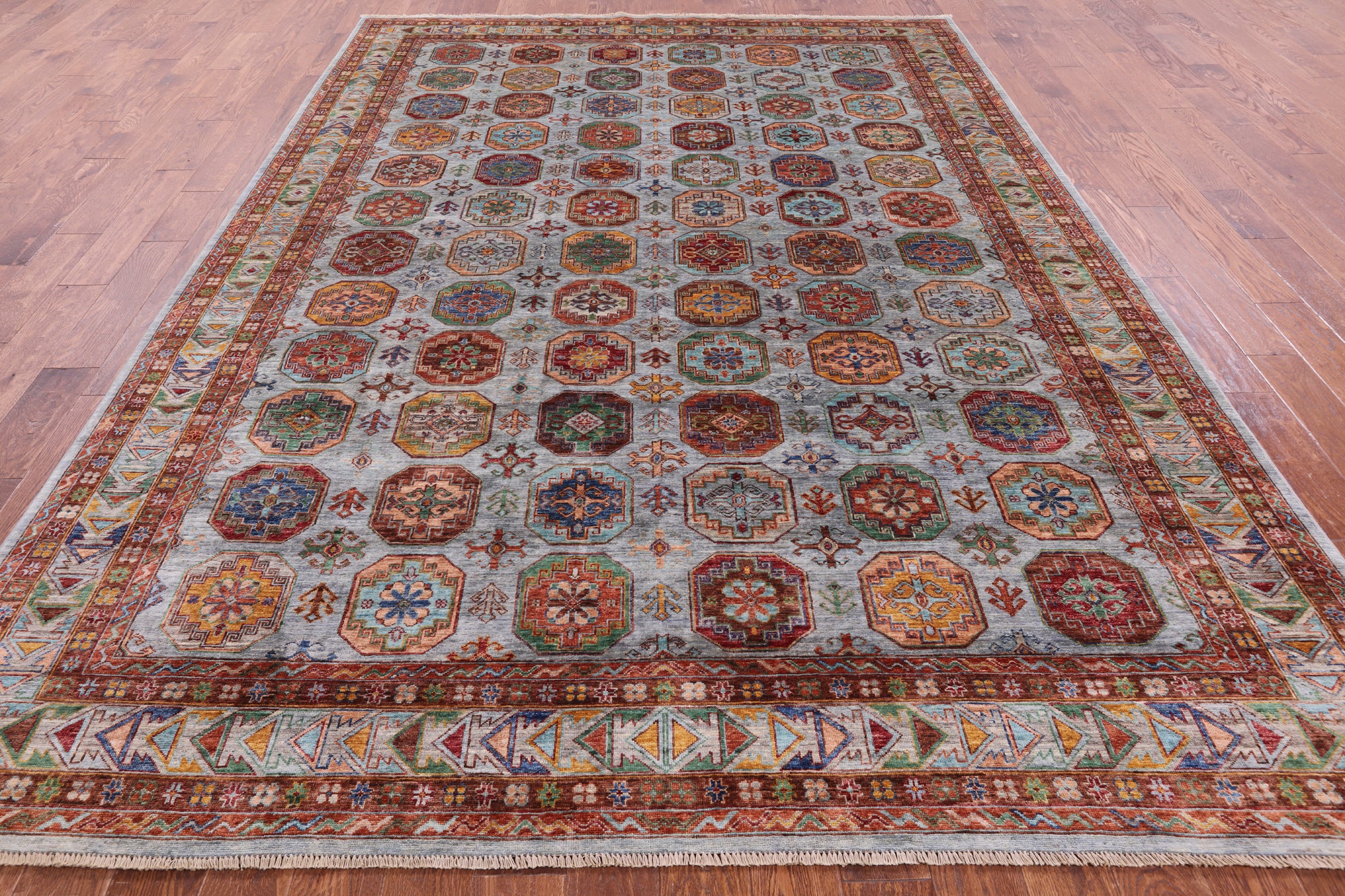Turkmen Ersari  Hand Knotted Wool Rug - 8' 2" X 11' 4" - Golden Nile