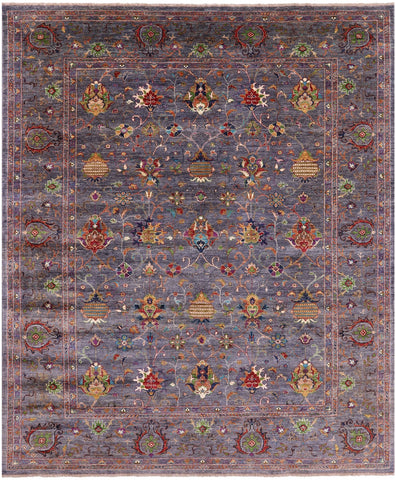Grey Peshawar Hand Knotted Wool Rug - 8' 5