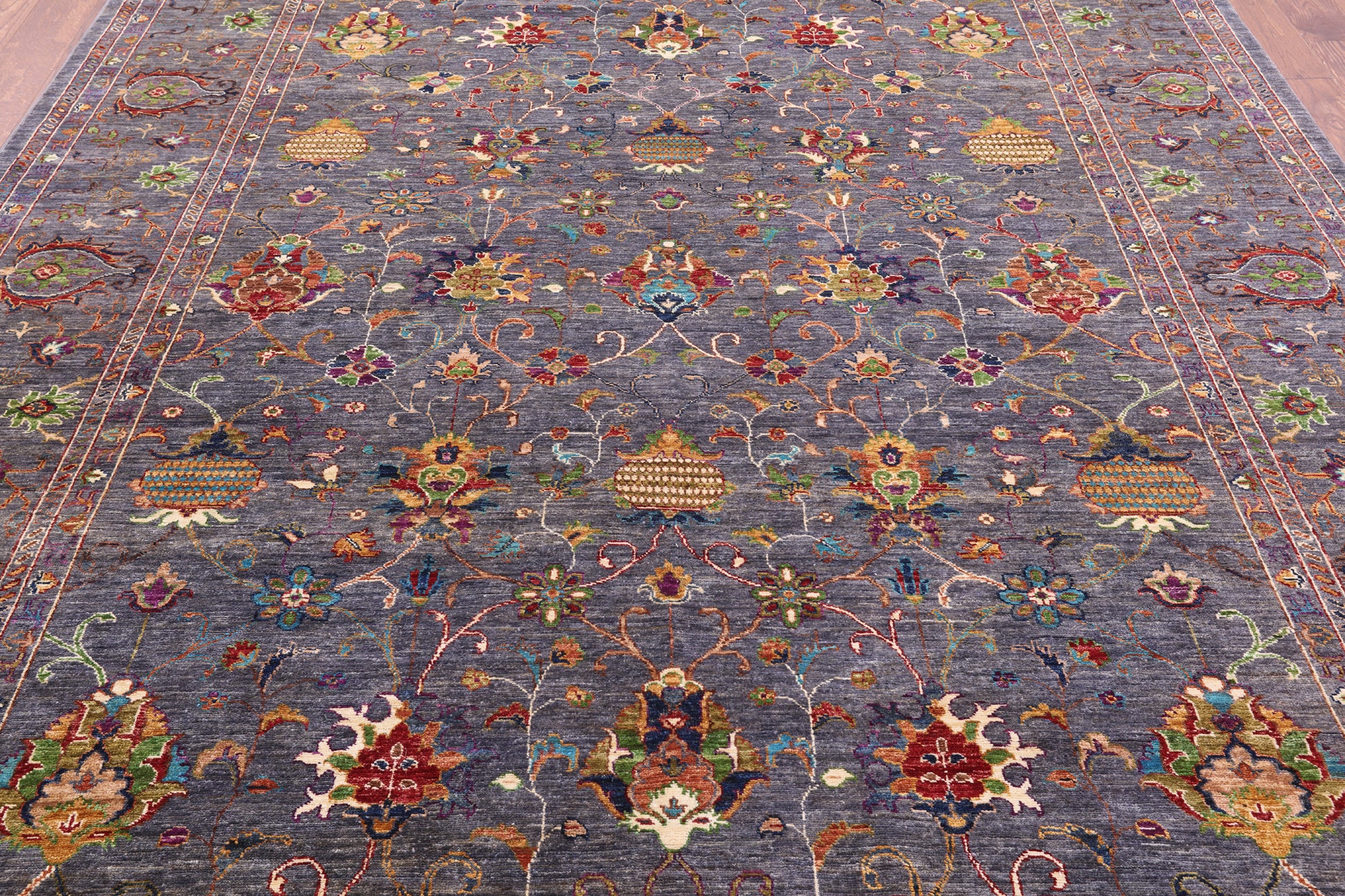Grey Peshawar Hand Knotted Wool Rug - 8' 5" X 10' 2" - Golden Nile
