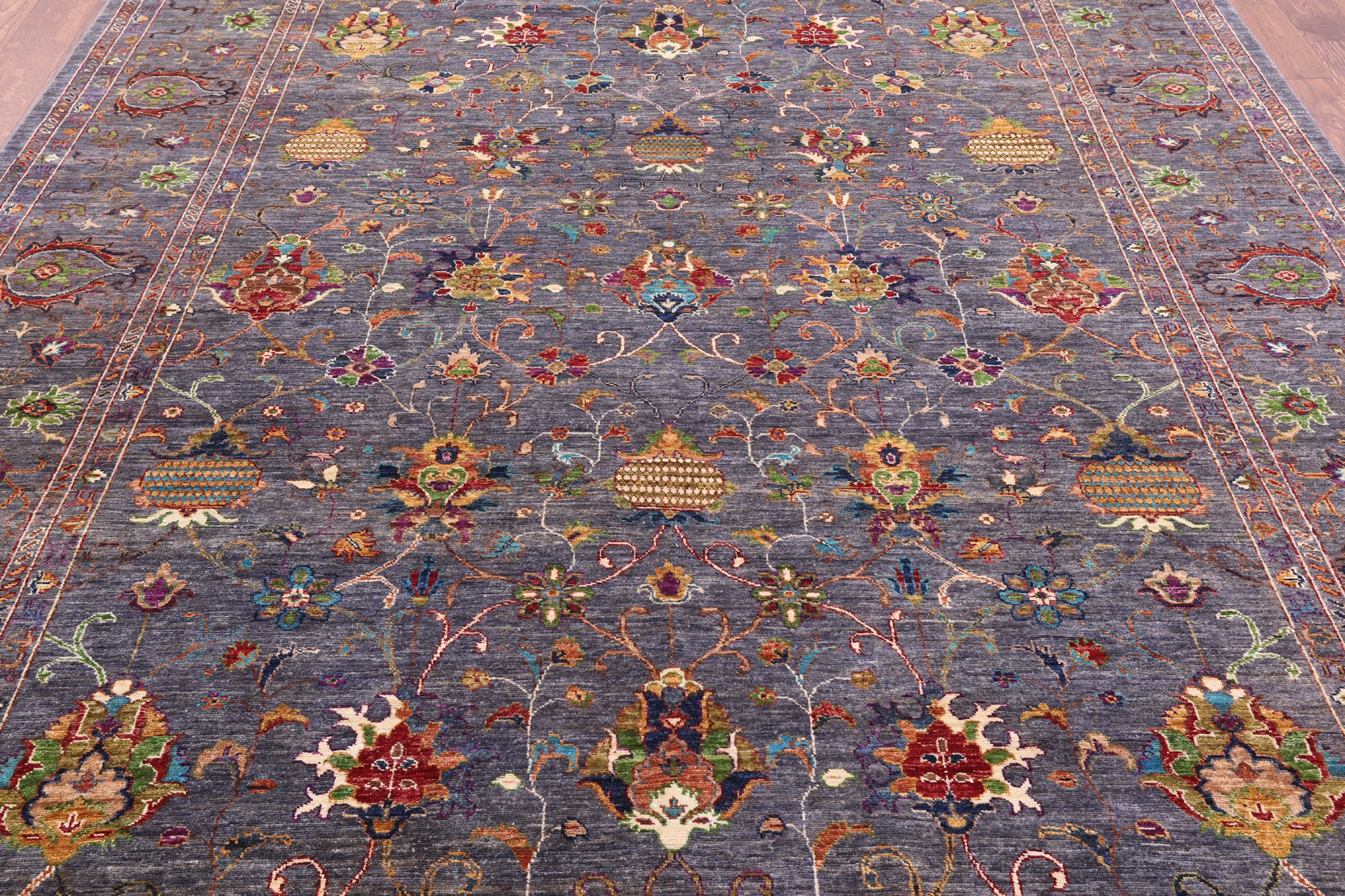Grey Peshawar Hand Knotted Wool Rug - 8' 5" X 10' 2" - Golden Nile