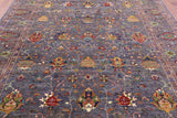 Grey Peshawar Hand Knotted Wool Rug - 8' 5" X 10' 2" - Golden Nile