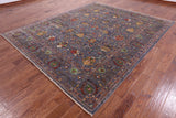Grey Peshawar Hand Knotted Wool Rug - 8' 5" X 10' 2" - Golden Nile