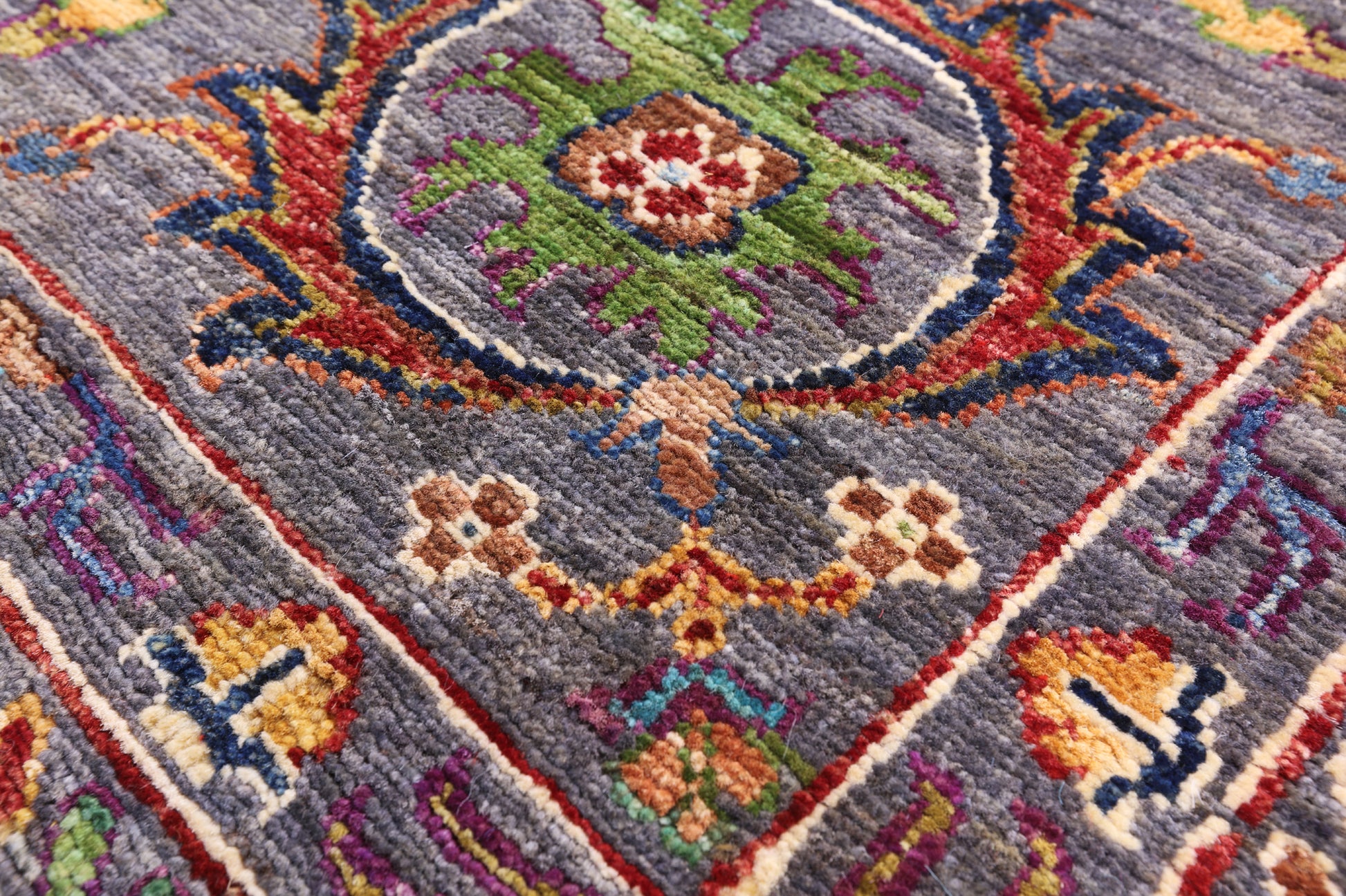 Grey Peshawar Hand Knotted Wool Rug - 8' 5" X 10' 2" - Golden Nile