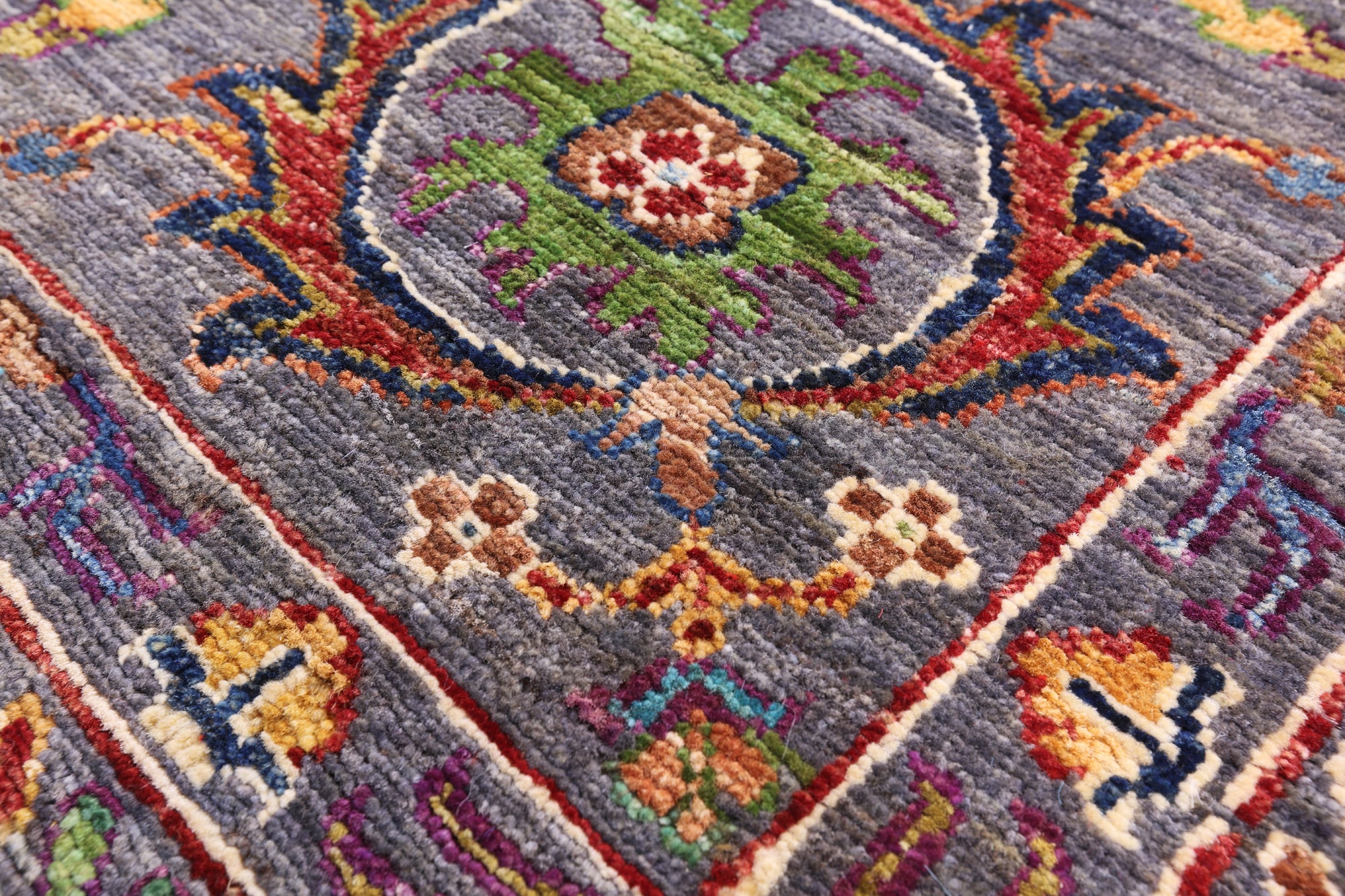 Grey Peshawar Hand Knotted Wool Rug - 8' 5" X 10' 2" - Golden Nile
