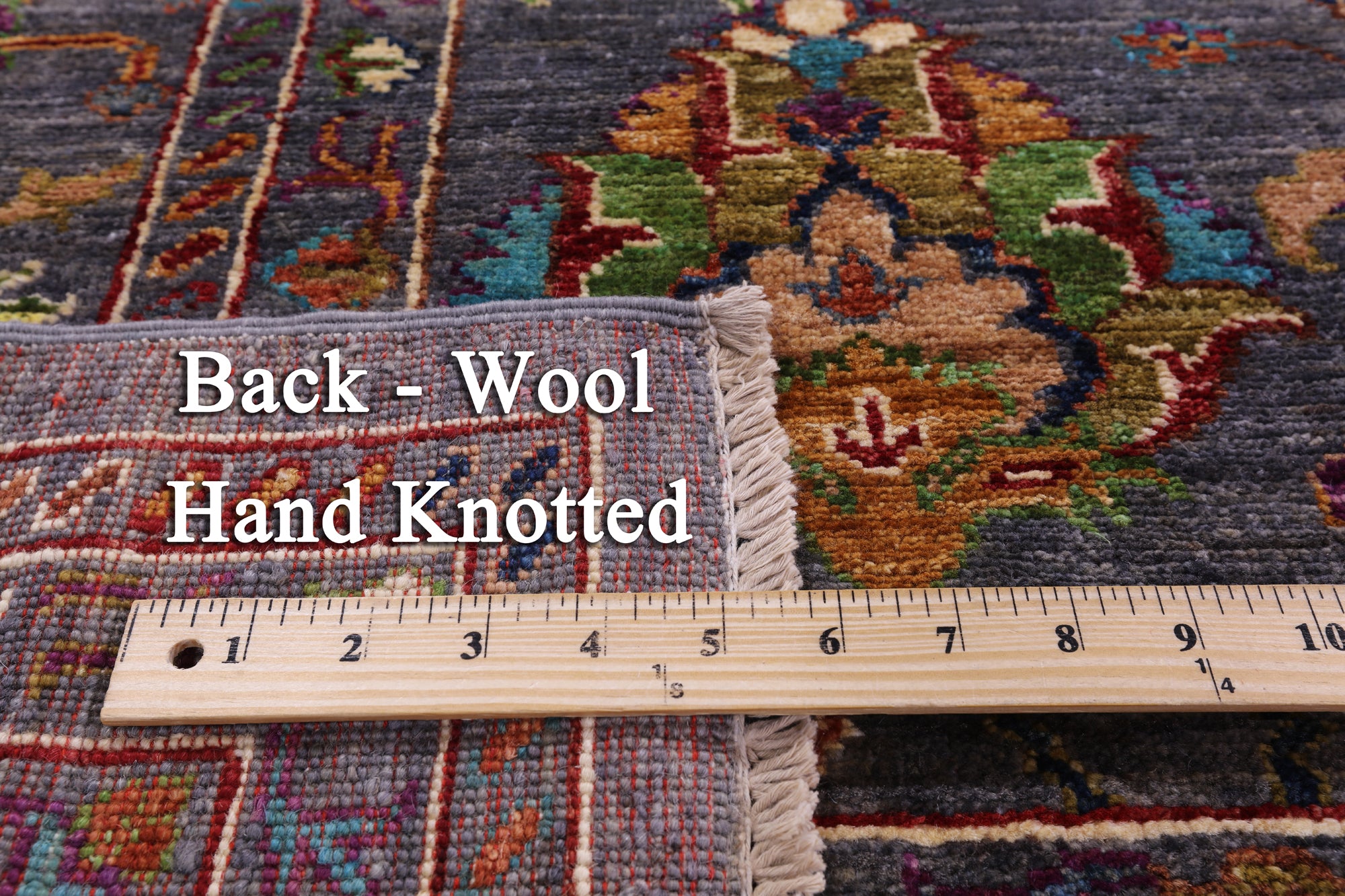 Grey Peshawar Hand Knotted Wool Rug - 8' 5" X 10' 2" - Golden Nile