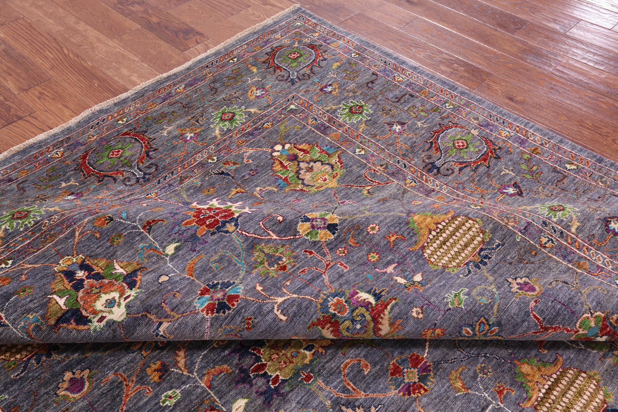 Grey Peshawar Hand Knotted Wool Rug - 8' 5" X 10' 2" - Golden Nile