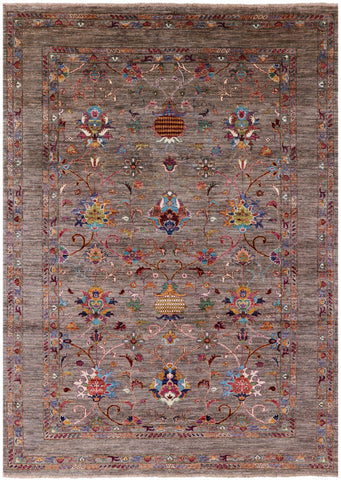 Peshawar Hand Knotted Wool Rug - 5' 8