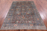 Grey Persian Tabriz Hand Knotted Wool Rug - 5' 7" X 8' 0" - Golden Nile