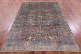 Grey Persian Tabriz Hand Knotted Wool Rug - 5' 7" X 8' 0" - Golden Nile