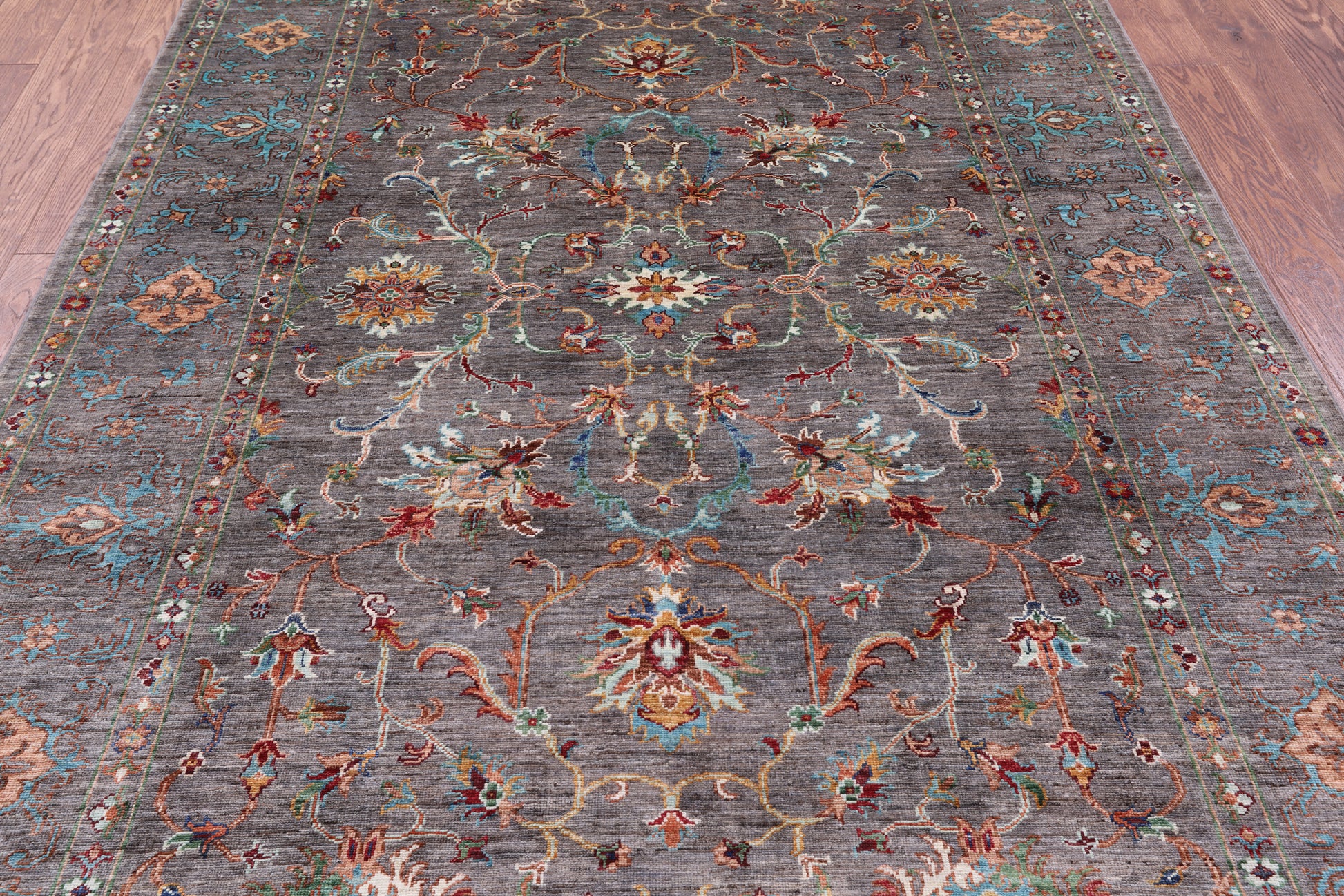 Grey Persian Tabriz Hand Knotted Wool Rug - 5' 7" X 8' 0" - Golden Nile