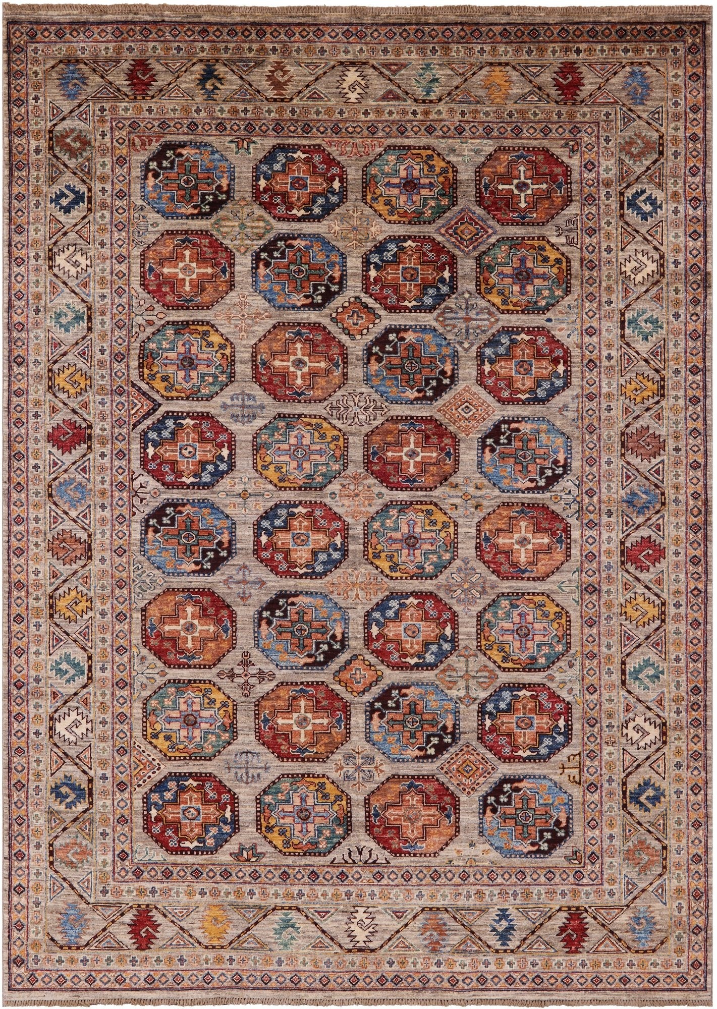 Turkmen Ersari Hand Knotted Wool Rug - 5' 7" X 7' 10" - Golden Nile