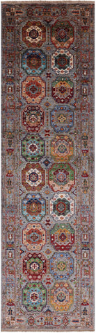 Turkmen Ersari Hand Knotted Wool Runner Rug - 2' 9