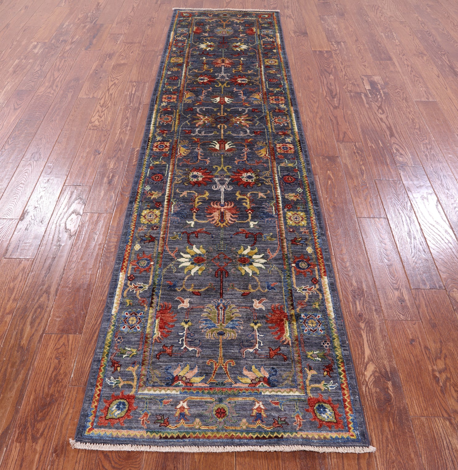 Grey Peshawar Hand Knotted Wool Runner Rug - 2' 8" X 10' 3" - Golden Nile