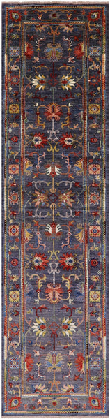 Grey Peshawar Hand Knotted Wool Runner Rug - 2' 8" X 10' 3" - Golden Nile