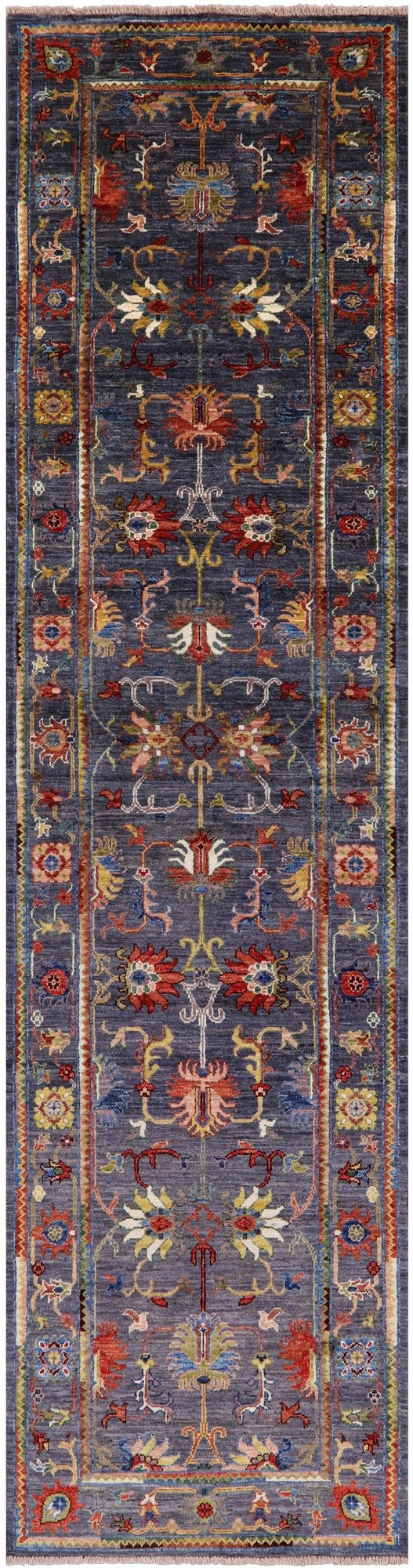 Grey Peshawar Hand Knotted Wool Runner Rug - 2' 8" X 10' 3" - Golden Nile