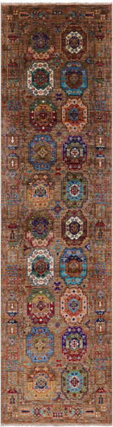 Turkmen Ersari Hand Knotted Wool Runner Rug - 2' 8" X 10' 1" - Golden Nile