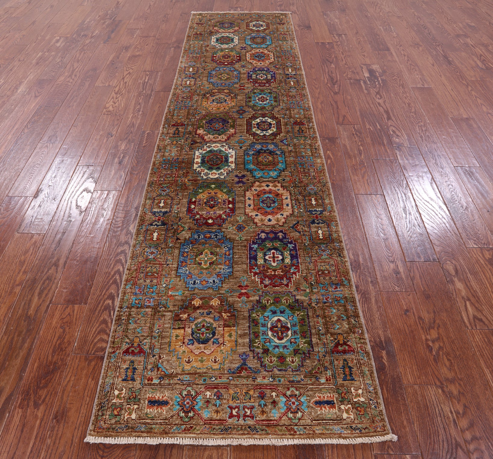 Turkmen Ersari Hand Knotted Wool Runner Rug - 2' 8" X 10' 1" - Golden Nile
