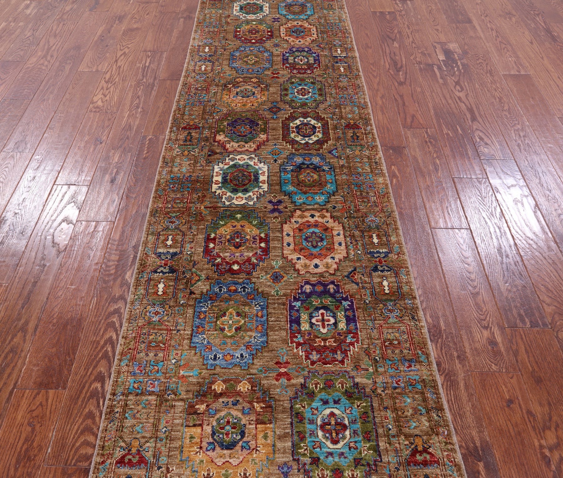 Turkmen Ersari Hand Knotted Wool Runner Rug - 2' 8" X 10' 1" - Golden Nile