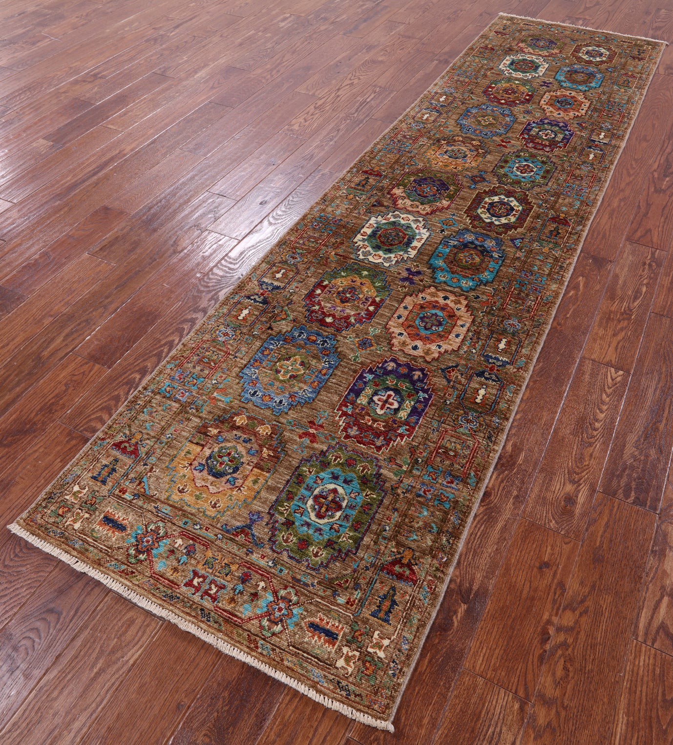Turkmen Ersari Hand Knotted Wool Runner Rug - 2' 8" X 10' 1" - Golden Nile
