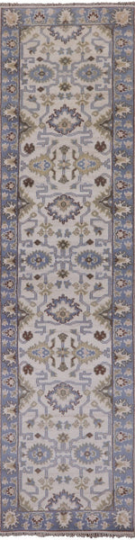 Ivory Turkish Oushak Handmade Wool Runner Rug - 2' 7" X 10' 3" - Golden Nile