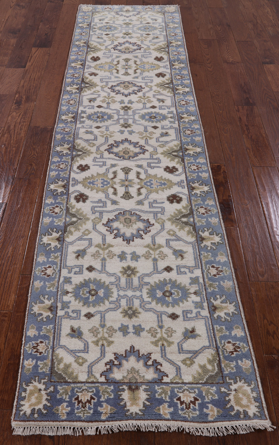 Ivory Turkish Oushak Handmade Wool Runner Rug - 2' 7" X 10' 3" - Golden Nile