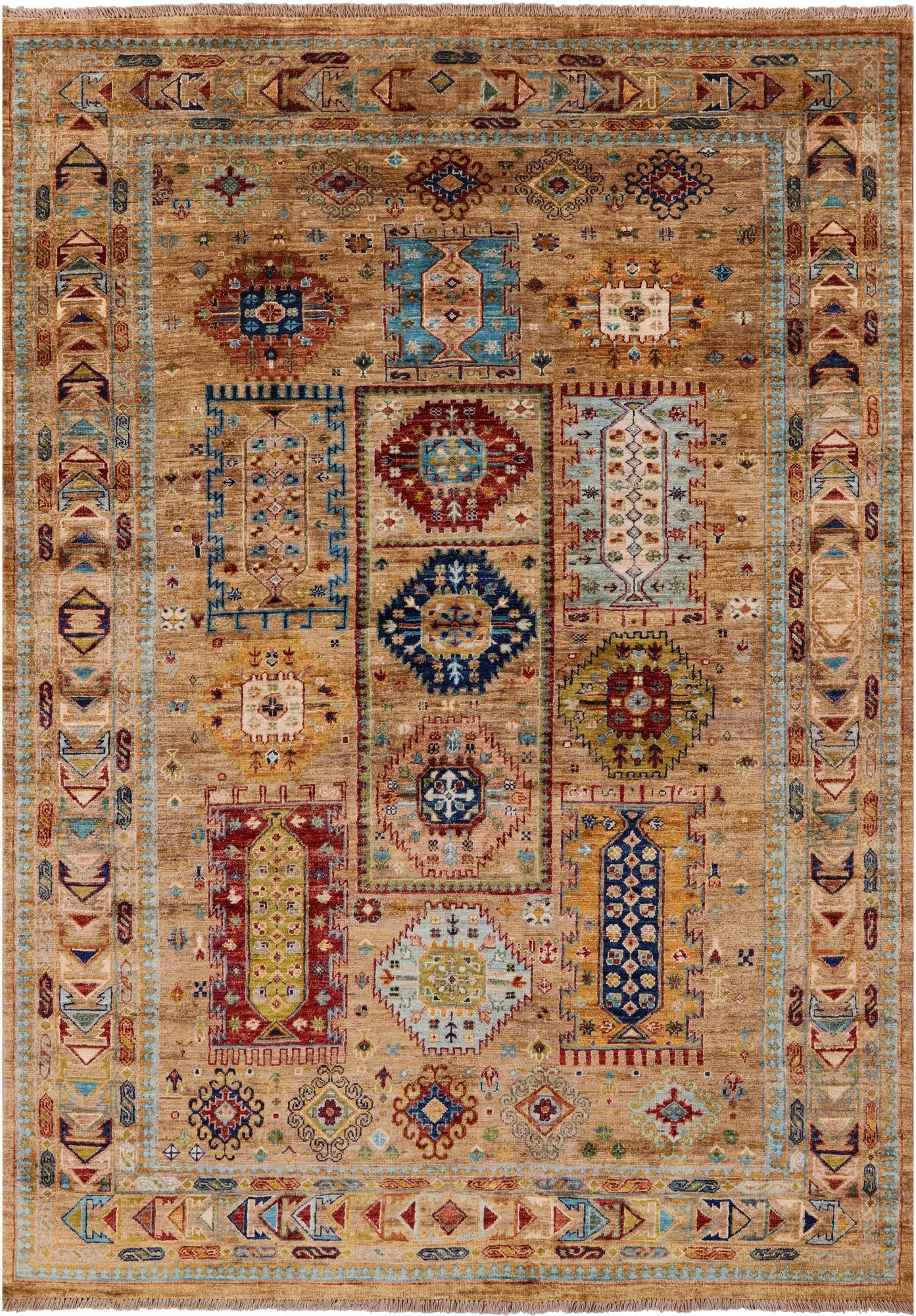 Turkmen Ersari Hand Knotted Wool Rug - 5' 7" X 7' 8" - Golden Nile