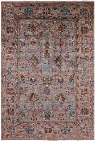 Peshawar Hand Knotted Wool Rug - 5' 7