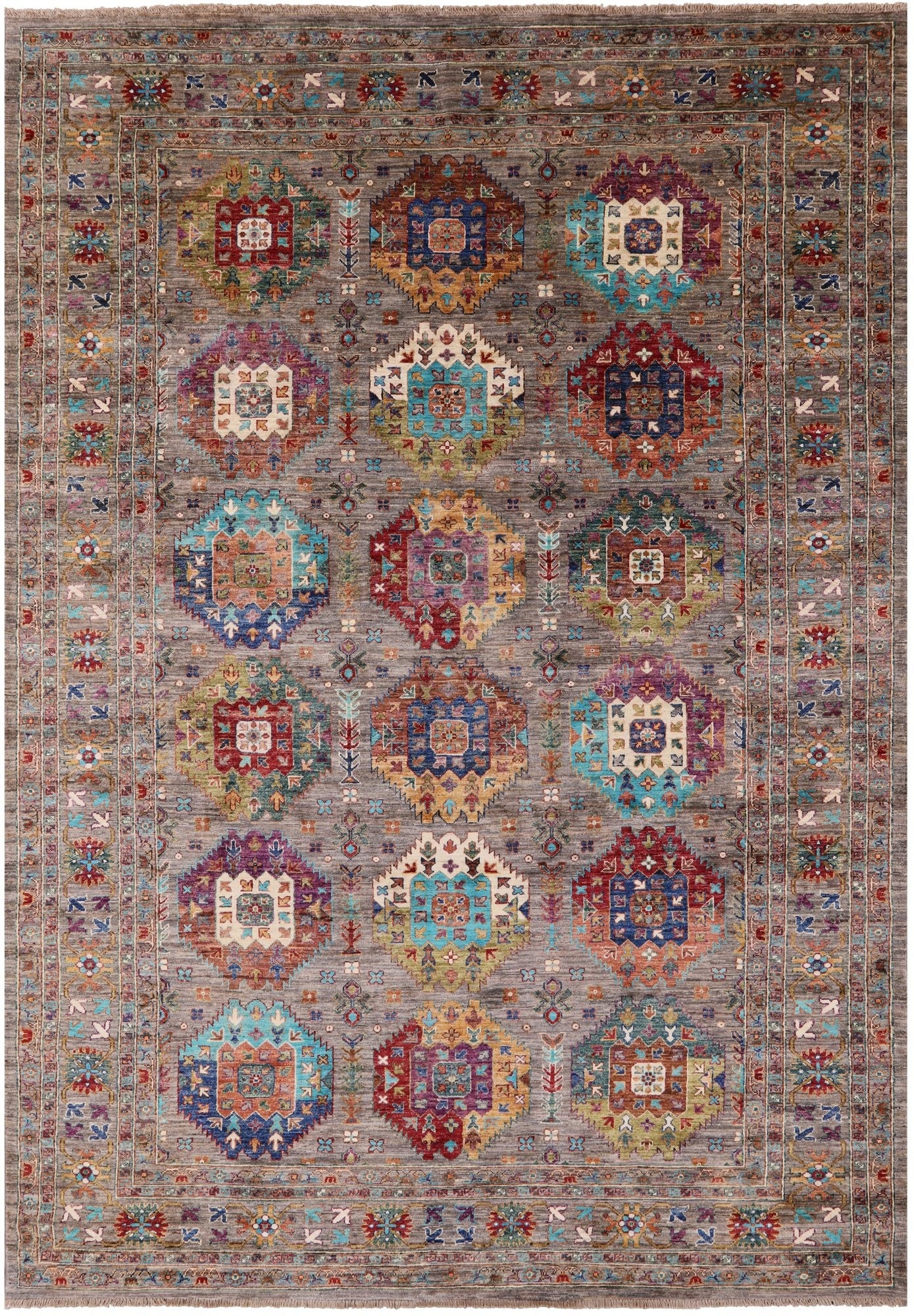 Turkmen Ersari Hand Knotted Wool Rug - 6' 10" X 10' 0" - Golden Nile