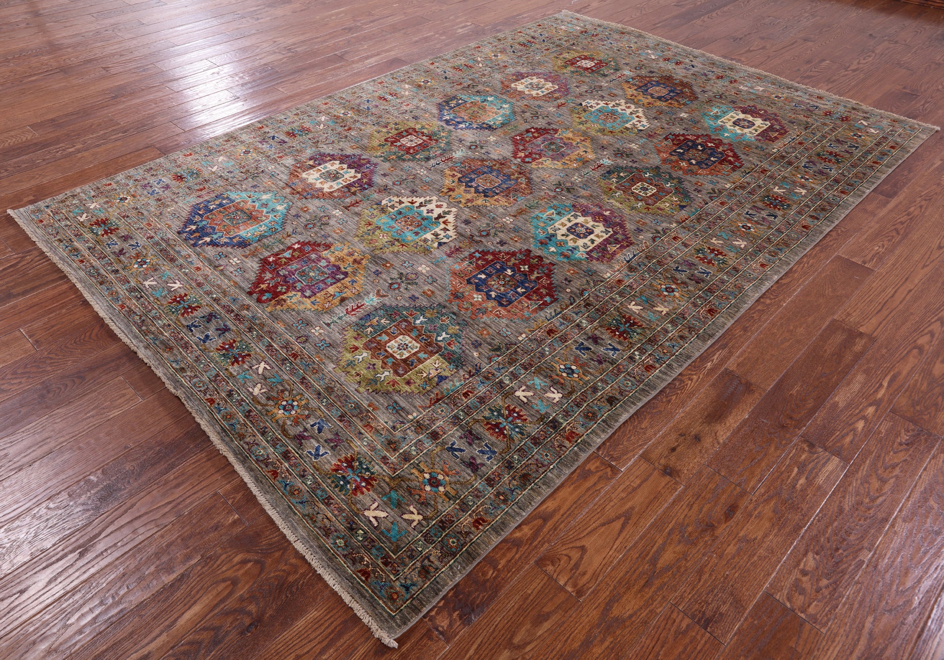 Turkmen Ersari Hand Knotted Wool Rug - 6' 10" X 10' 0" - Golden Nile