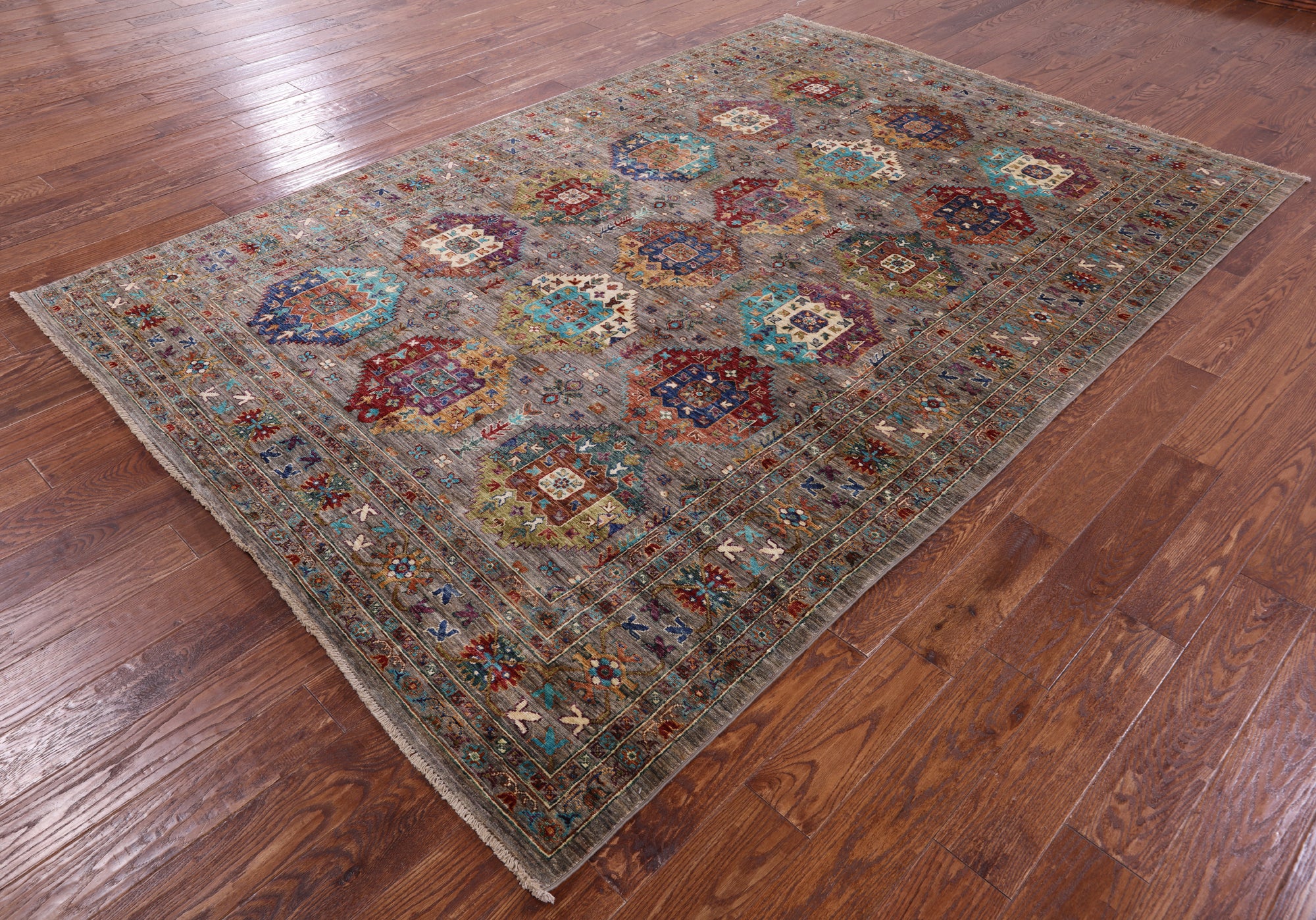 Turkmen Ersari Hand Knotted Wool Rug - 6' 10" X 10' 0" - Golden Nile
