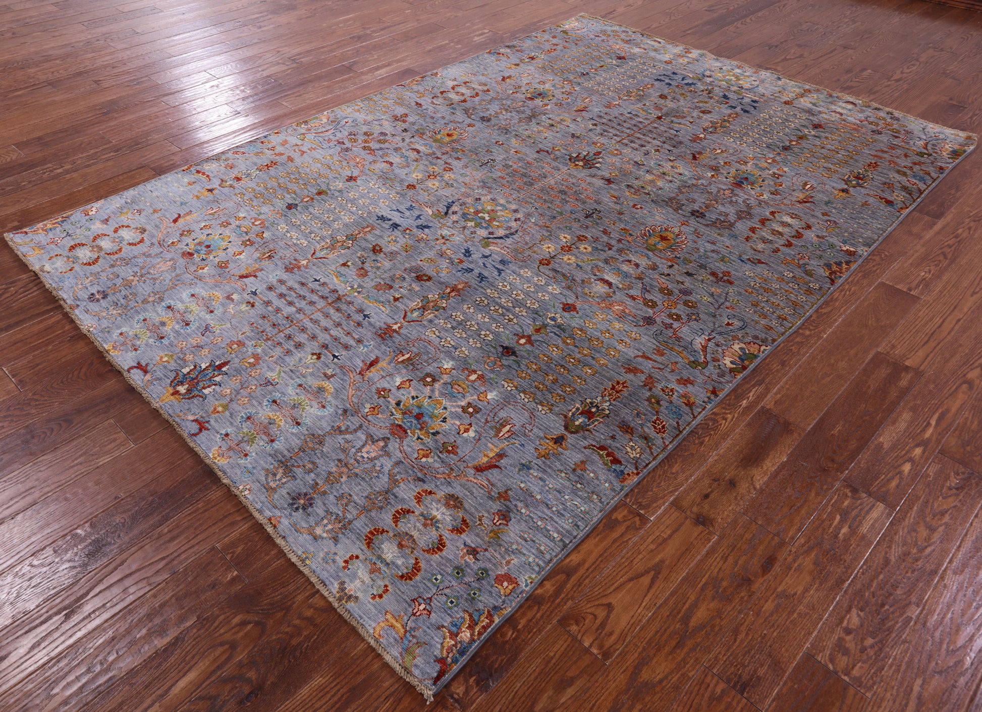 Grey Persian Tabriz Hand Knotted Wool Rug - 6' 7" X 9' 5" - Golden Nile